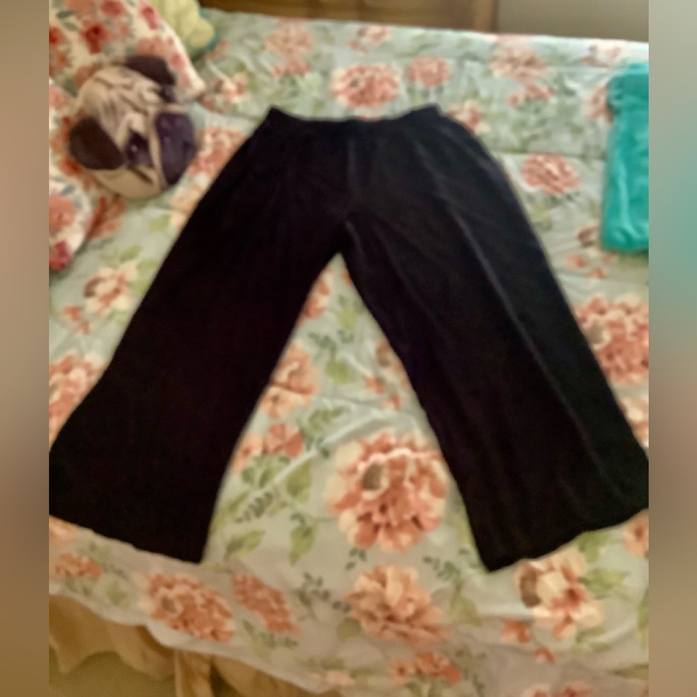 Summer wide leg pants by ING+ plus size black size 1X stretchy elastic w…